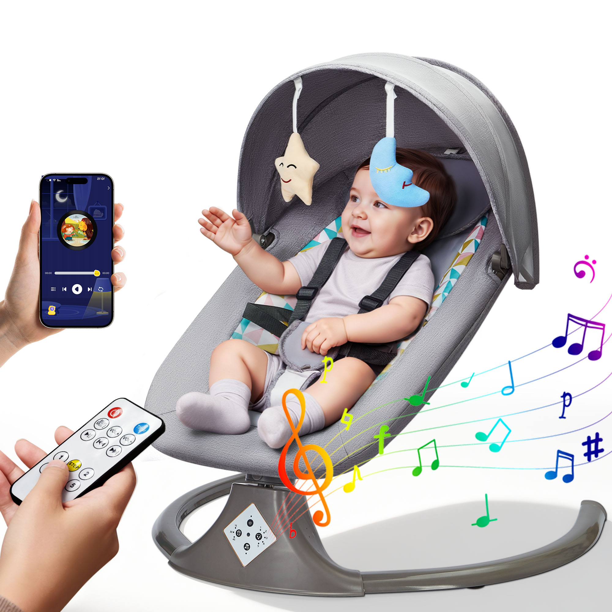 Baby Swing Bouncer - Remote Control Electric Baby Swing for