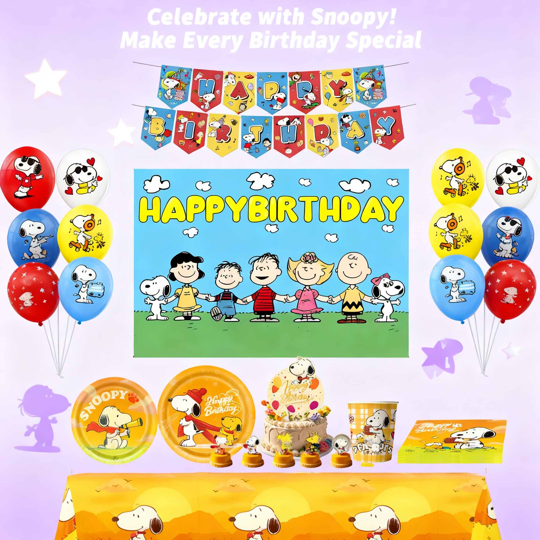 Baby Products In - Snoopy Birthday Party Decoration Balloons Banner