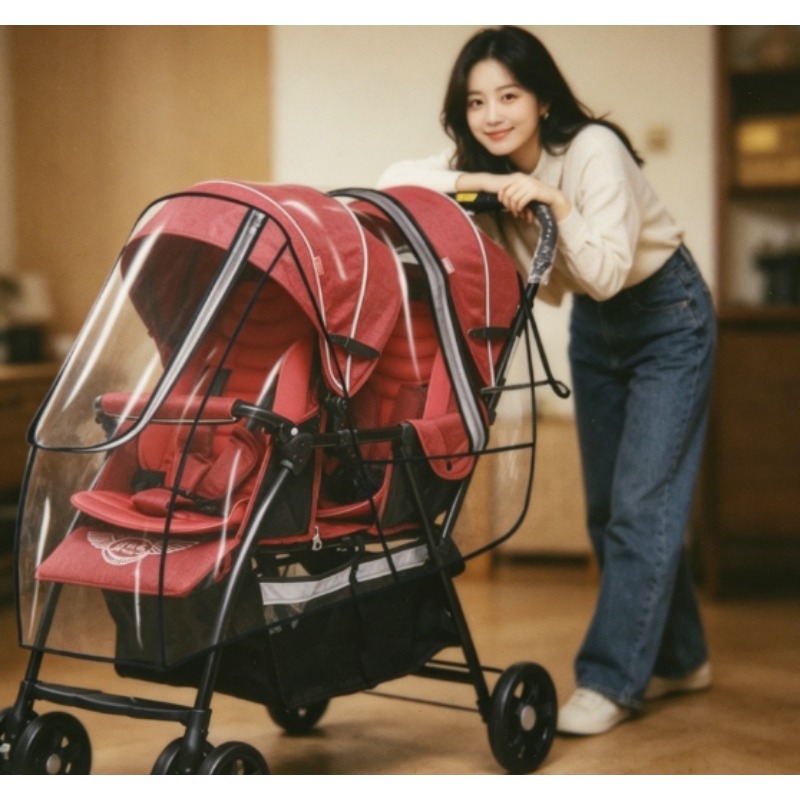 Double Seat Baby Stroller Wate - Stroller Rain Cover 评论和价格