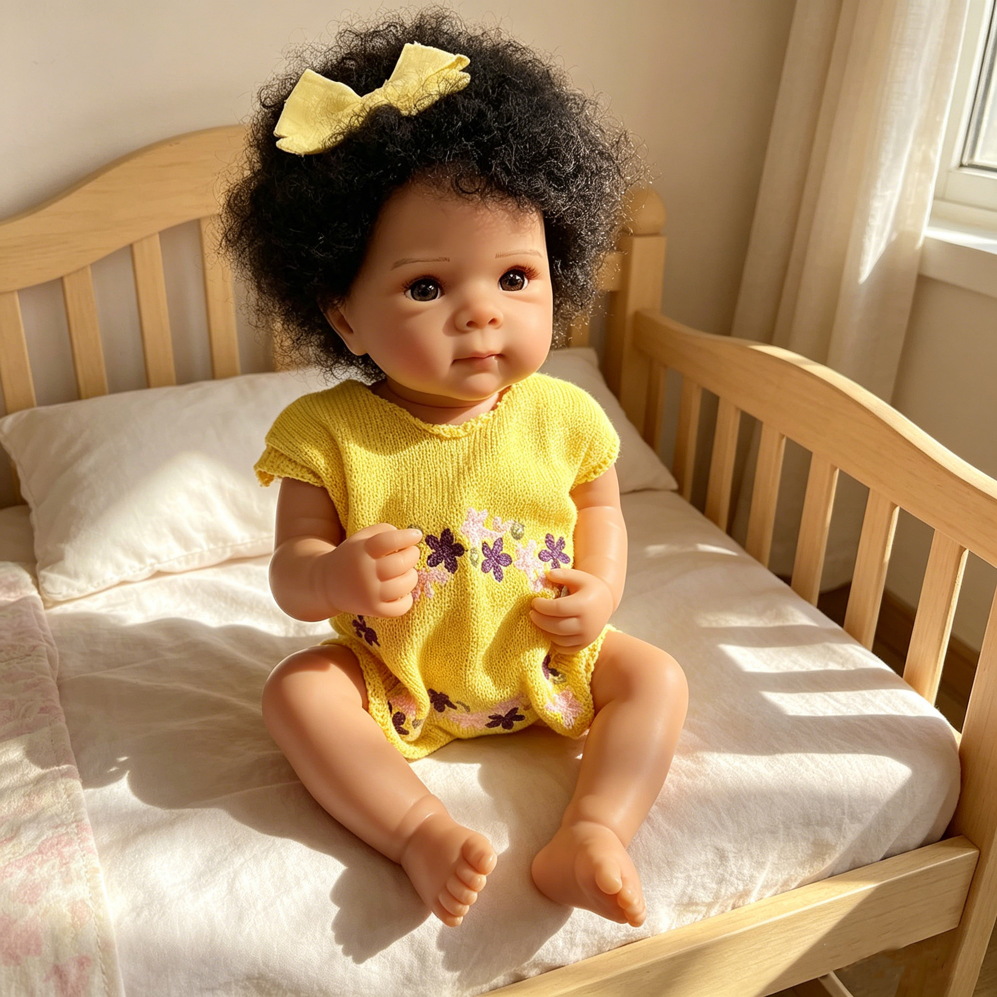 19inch Reborn Doll Dark Skin F - Baby Products For Curly Hair 评论和价格